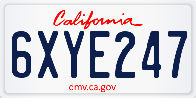 CA license plate 6XYE247
