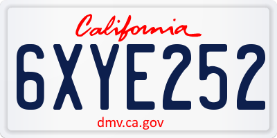 CA license plate 6XYE252
