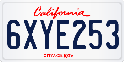 CA license plate 6XYE253
