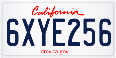 CA license plate 6XYE256