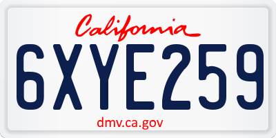 CA license plate 6XYE259