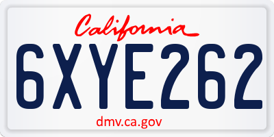 CA license plate 6XYE262