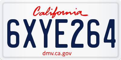 CA license plate 6XYE264