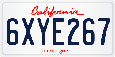 CA license plate 6XYE267