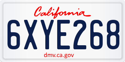 CA license plate 6XYE268
