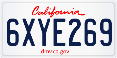 CA license plate 6XYE269