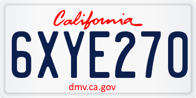 CA license plate 6XYE270