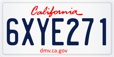 CA license plate 6XYE271