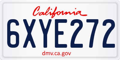 CA license plate 6XYE272
