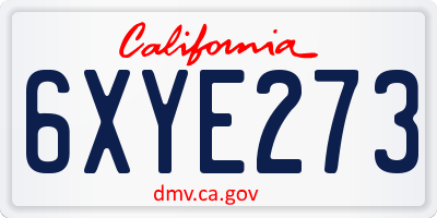 CA license plate 6XYE273