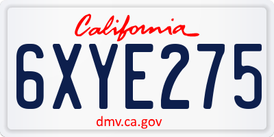 CA license plate 6XYE275