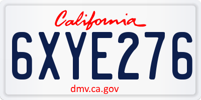 CA license plate 6XYE276