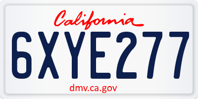 CA license plate 6XYE277