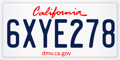 CA license plate 6XYE278