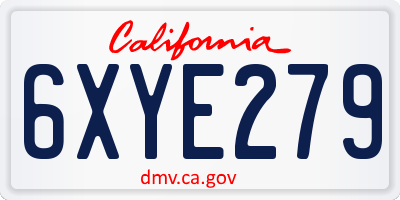 CA license plate 6XYE279