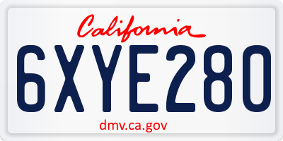 CA license plate 6XYE280