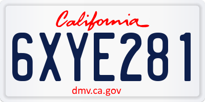 CA license plate 6XYE281