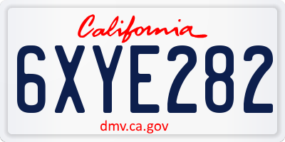CA license plate 6XYE282