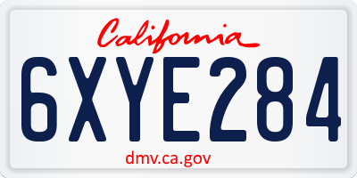CA license plate 6XYE284