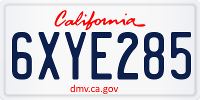 CA license plate 6XYE285