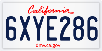 CA license plate 6XYE286