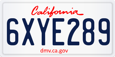 CA license plate 6XYE289