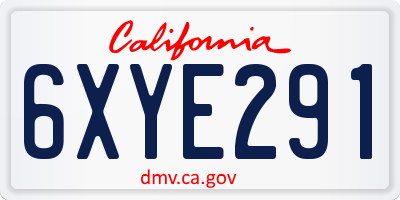 CA license plate 6XYE291