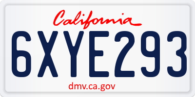CA license plate 6XYE293