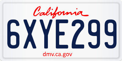 CA license plate 6XYE299