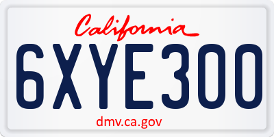 CA license plate 6XYE300