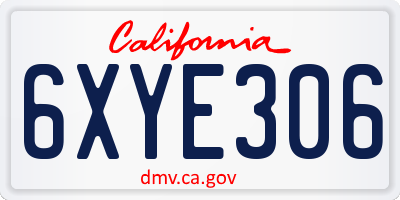 CA license plate 6XYE306