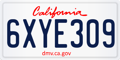 CA license plate 6XYE309