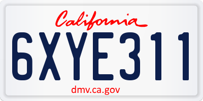 CA license plate 6XYE311