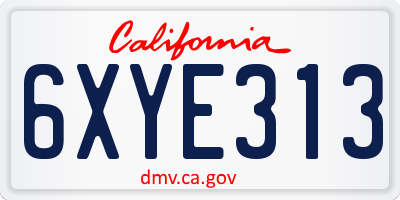 CA license plate 6XYE313