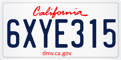 CA license plate 6XYE315