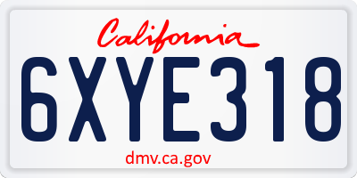 CA license plate 6XYE318