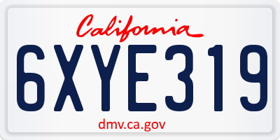 CA license plate 6XYE319