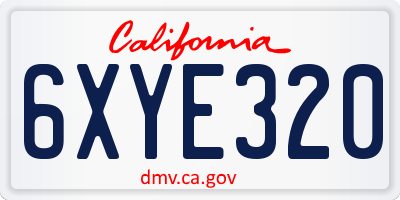 CA license plate 6XYE320