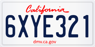 CA license plate 6XYE321
