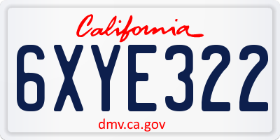 CA license plate 6XYE322