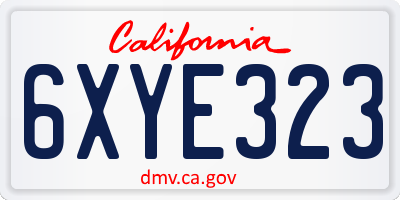 CA license plate 6XYE323