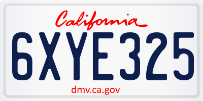 CA license plate 6XYE325