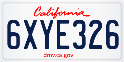 CA license plate 6XYE326