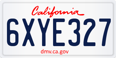 CA license plate 6XYE327
