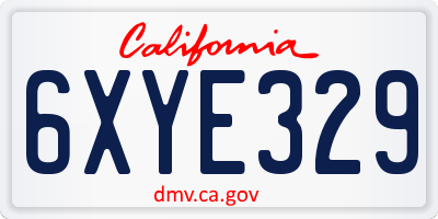 CA license plate 6XYE329
