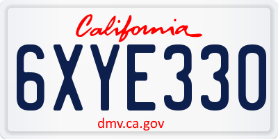 CA license plate 6XYE330