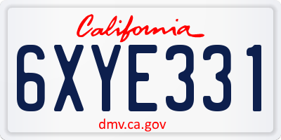 CA license plate 6XYE331