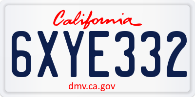 CA license plate 6XYE332