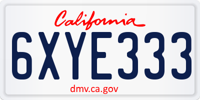 CA license plate 6XYE333