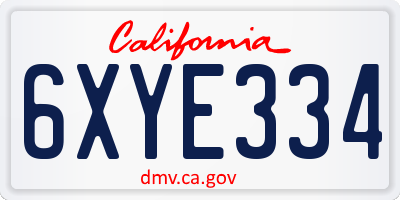 CA license plate 6XYE334